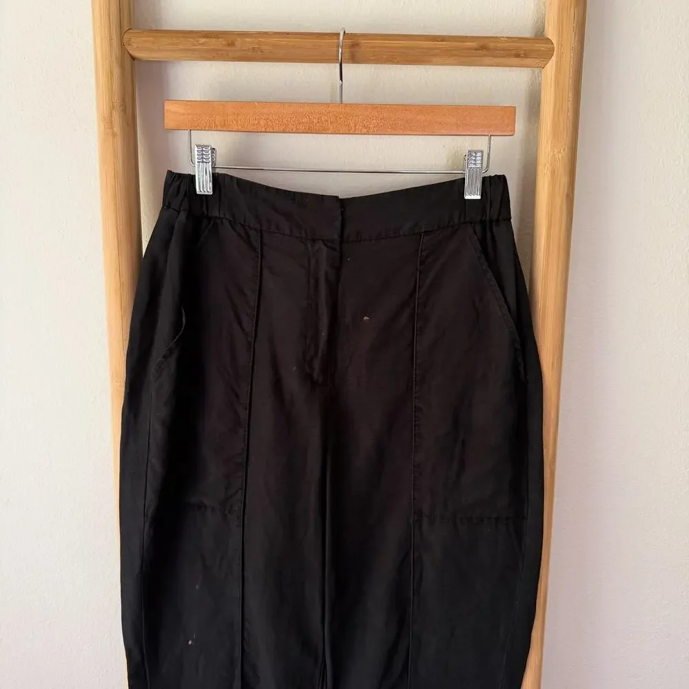 Kobi Halperin Black Tencel Linen Pull On Tapered Pants Women’s Small